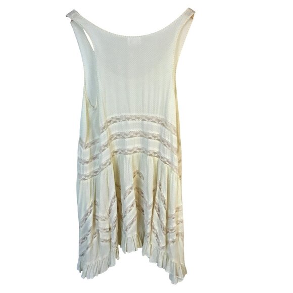 INTIMATELY FREE PEOPLE Women Trapeze Slip Dress Cream Lace Swing Tunic S - Picture 2 of 6